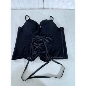 Black Corset,Size 2XL Black Lace, Ribbon Front Tie, Sexy, No Brand Tag, Vampire‎